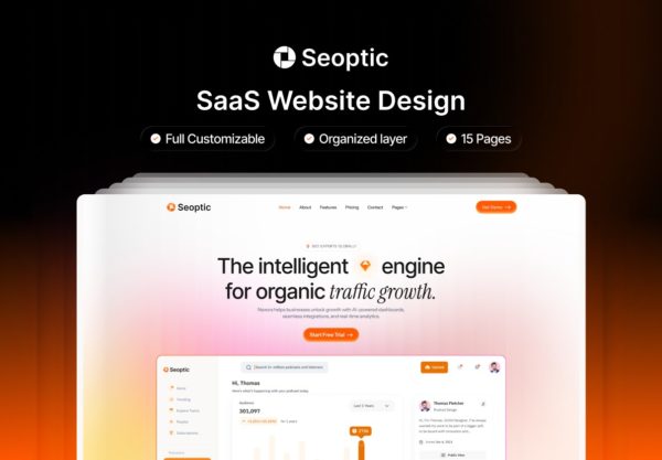 15屏专业网站SEO市场营销推广SaaS服务平台ui用户界面设计figma模板 Seoptic – SEO Analytics SaaS Template特色图 15屏专业网站SEO市场营销推广SaaS服务平台ui用户界面设计figma模板 Seoptic – SEO Analytics SaaS Template