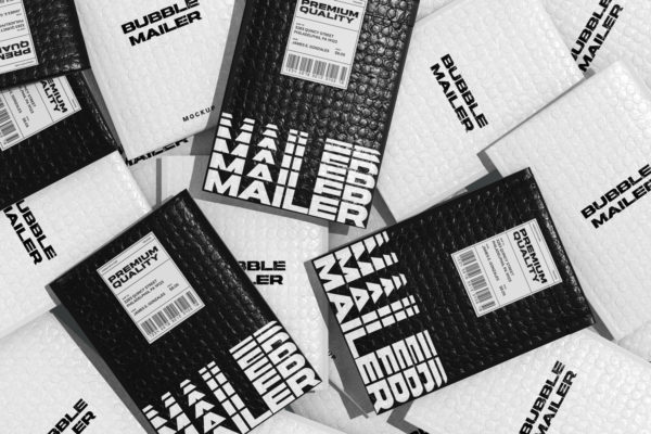 1款真实气泡快递包装袋外观设计展示贴图mockups样机psd模板素材 Shipping Bubble Mailer Mockup