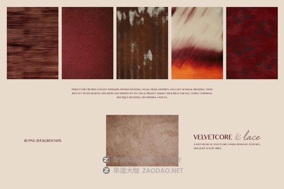 41款复古浪漫天鹅绒蕾丝怀旧酒红色面料美学纹理肌理背景图片设计素材 Softy Velvet & Lace – backgrounds插图2 41款复古浪漫天鹅绒蕾丝怀旧酒红色面料美学纹理肌理背景图片设计素材 Softy Velvet & Lace – backgrounds插图2