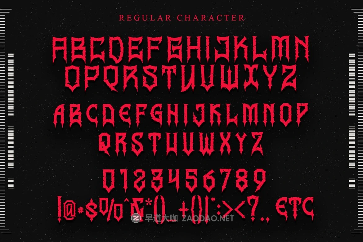 哥特式黑暗金属品牌恐怖片商品印刷设计装饰英文字体安装包 Ravenmorth – Black Metal Gothic Blackletter Font插图9 哥特式黑暗金属品牌恐怖片商品印刷设计装饰英文字体安装包 Ravenmorth – Black Metal Gothic Blackletter Font插图9