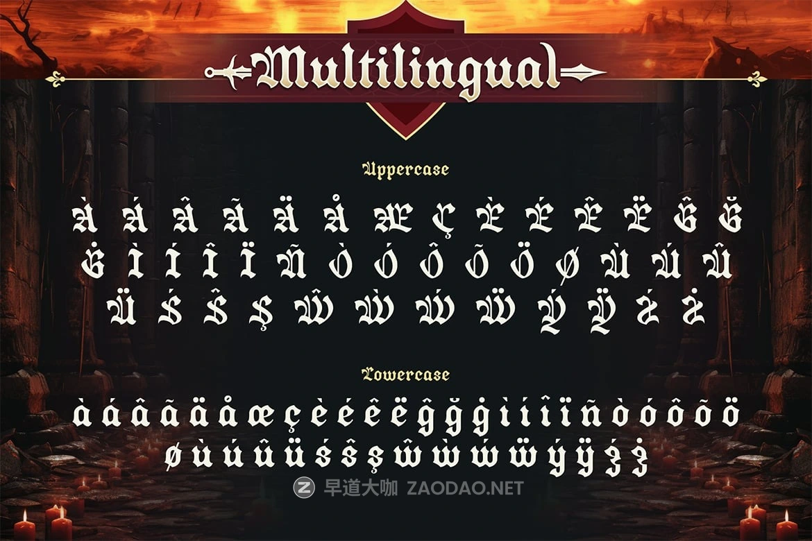 哥特式黑暗奇幻海报游戏电影标题设计装饰英文字体安装包 Bladfour插图10 哥特式黑暗奇幻海报游戏电影标题设计装饰英文字体安装包 Bladfour插图10