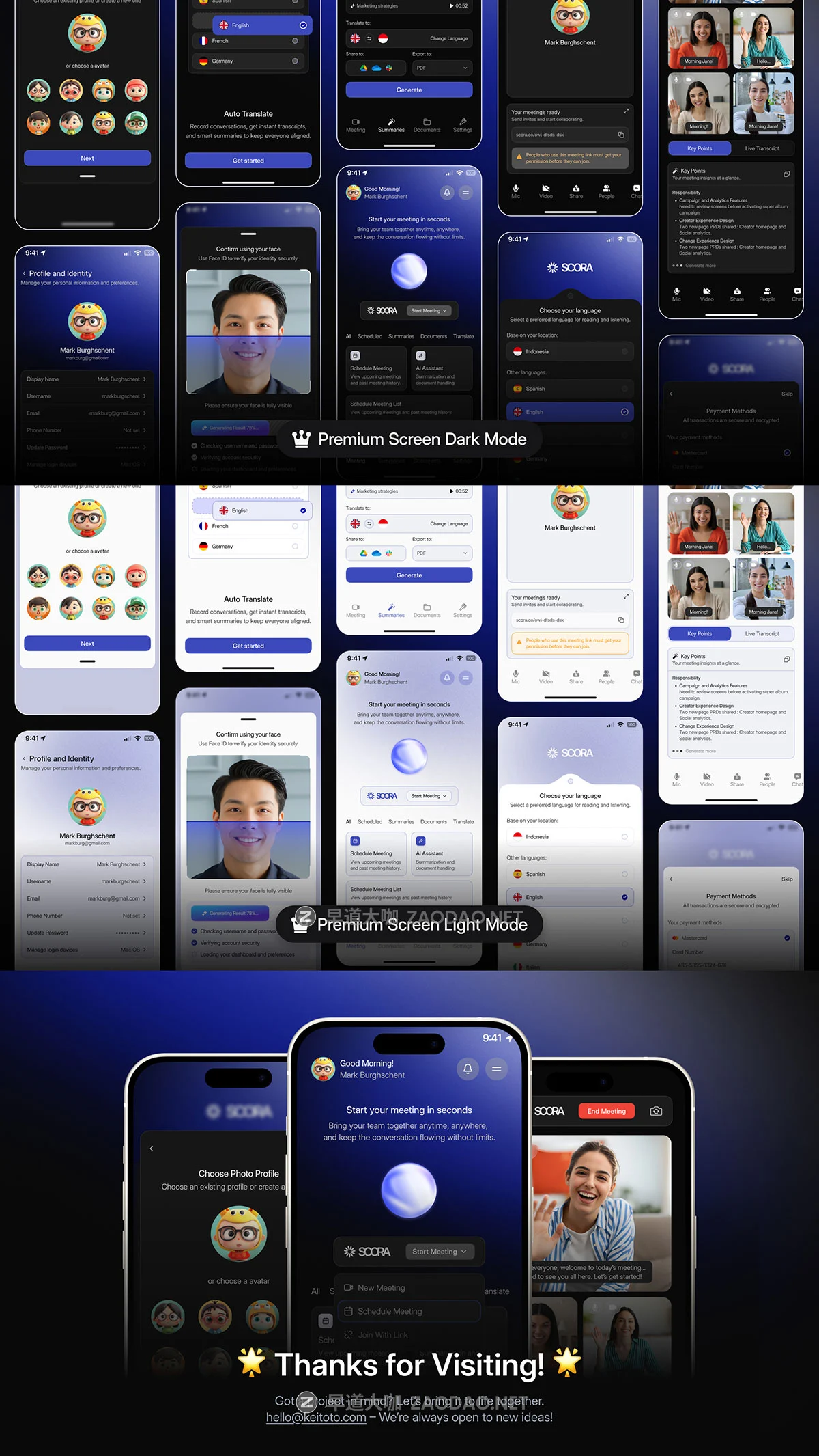 200+屏AI智能直播在线远程视频会议录音器app应用程序ui设计figma模板 Scora — AI Meeting Video Mobile Apps UI Kit插图7 200+屏AI智能直播在线远程视频会议录音器app应用程序ui设计figma模板 Scora — AI Meeting Video Mobile Apps UI Kit插图7