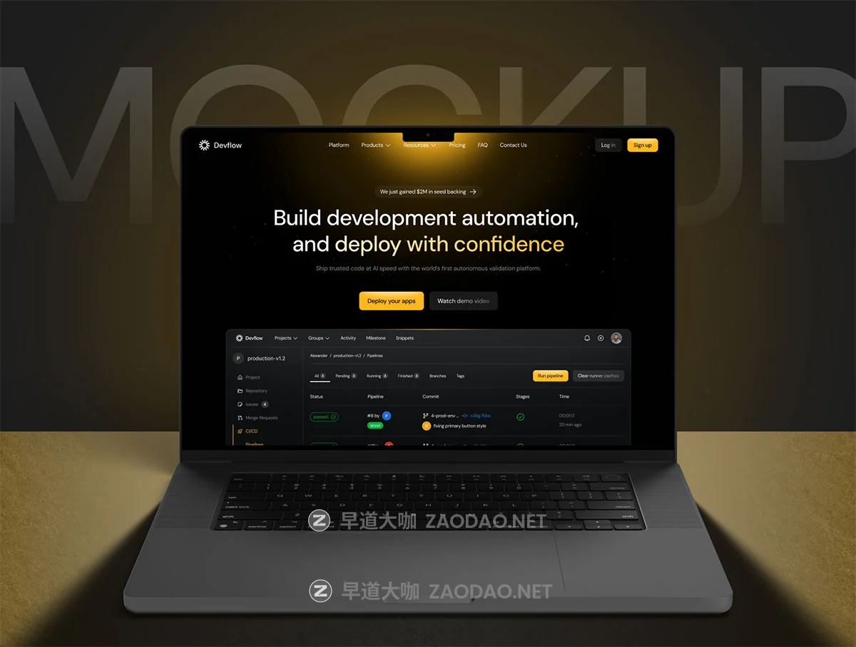 30+屏黑暗CI/CD平台AI 辅助解决方案SaaS服务平台网站ui界面设计figma模板套件 Devflow – SaaS Website UI Kit插图1 30+屏黑暗CI/CD平台AI 辅助解决方案SaaS服务平台网站ui界面设计figma模板套件 Devflow – SaaS Website UI Kit插图1