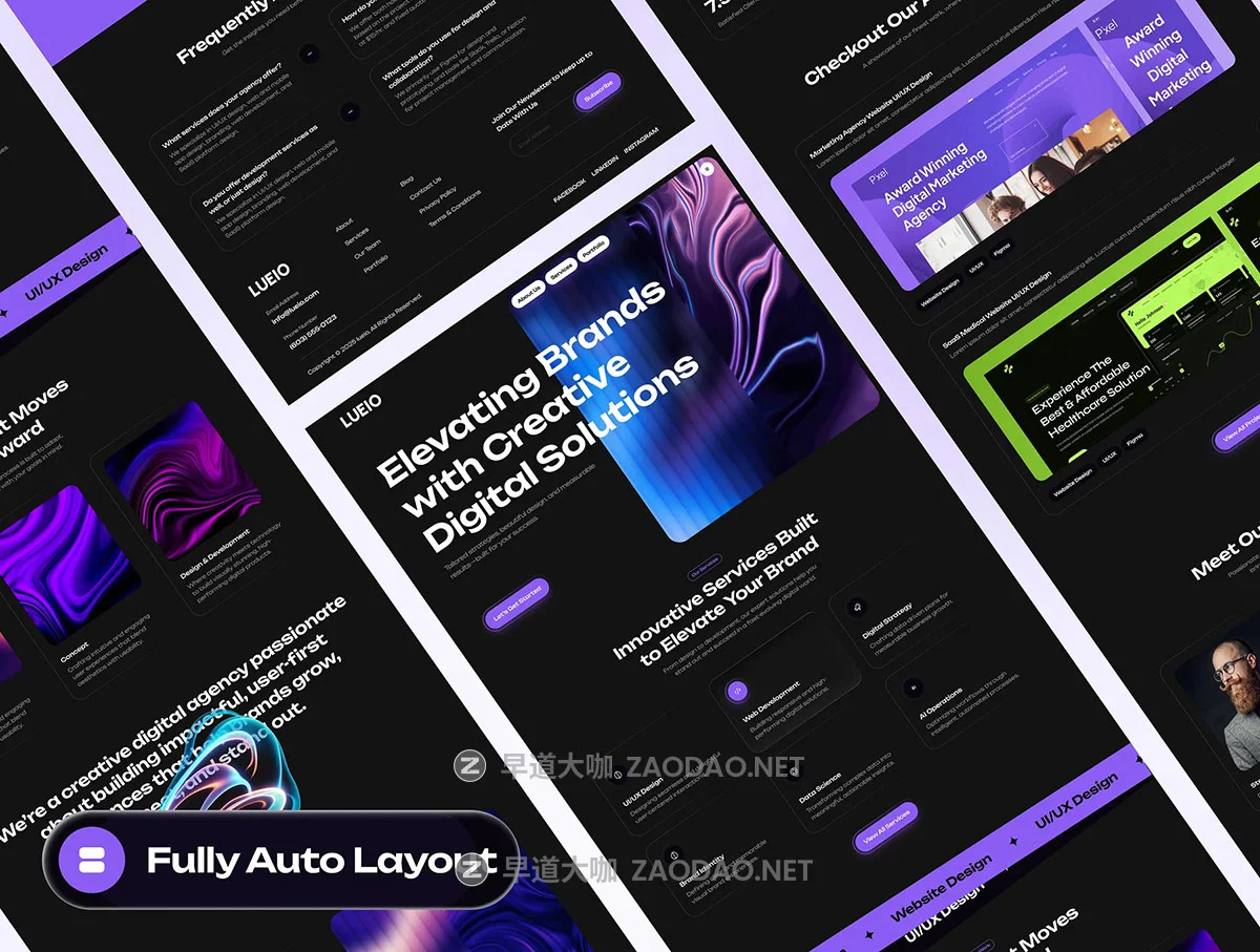 20+屏响应式网络科技数字信息设计展会艺术企业门户网站ui界面设计figma模板 LUEIO – Digital Agency Website UI Kit插图5 20+屏响应式网络科技数字信息设计展会艺术企业门户网站ui界面设计figma模板 LUEIO – Digital Agency Website UI Kit插图5