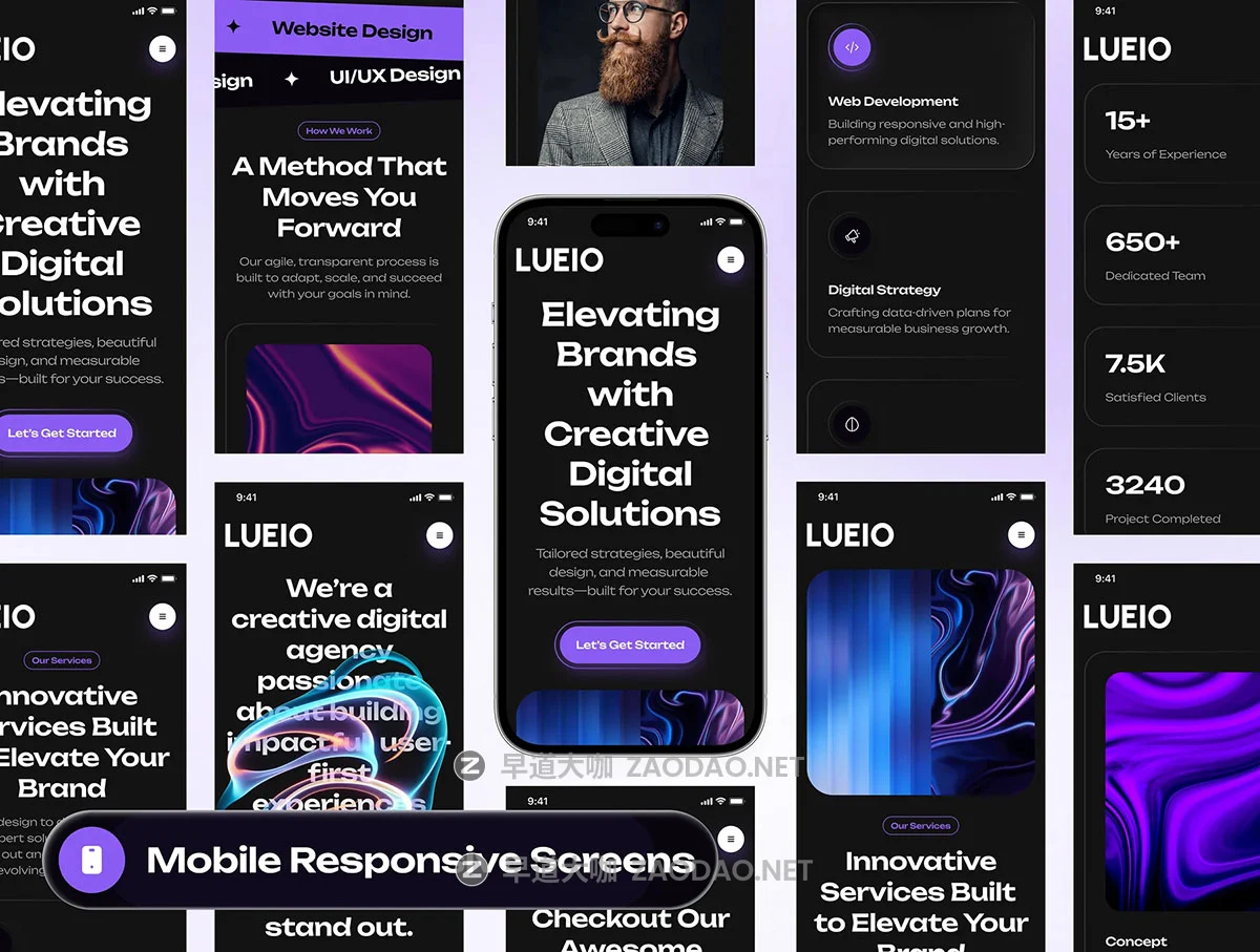 20+屏响应式网络科技数字信息设计展会艺术企业门户网站ui界面设计figma模板 LUEIO – Digital Agency Website UI Kit插图8 20+屏响应式网络科技数字信息设计展会艺术企业门户网站ui界面设计figma模板 LUEIO – Digital Agency Website UI Kit插图8