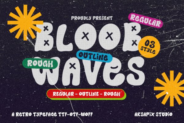 时尚复古海报封面专辑标志设计装饰英文字体安装包 Bloob Waves – A Retro Typeface特色图 时尚复古海报封面专辑标志设计装饰英文字体安装包 Bloob Waves – A Retro Typeface