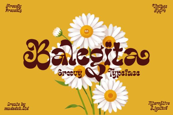 优雅复古杂志海报徽标设计装饰英文字体安装包 Balegita Groovy Typeface