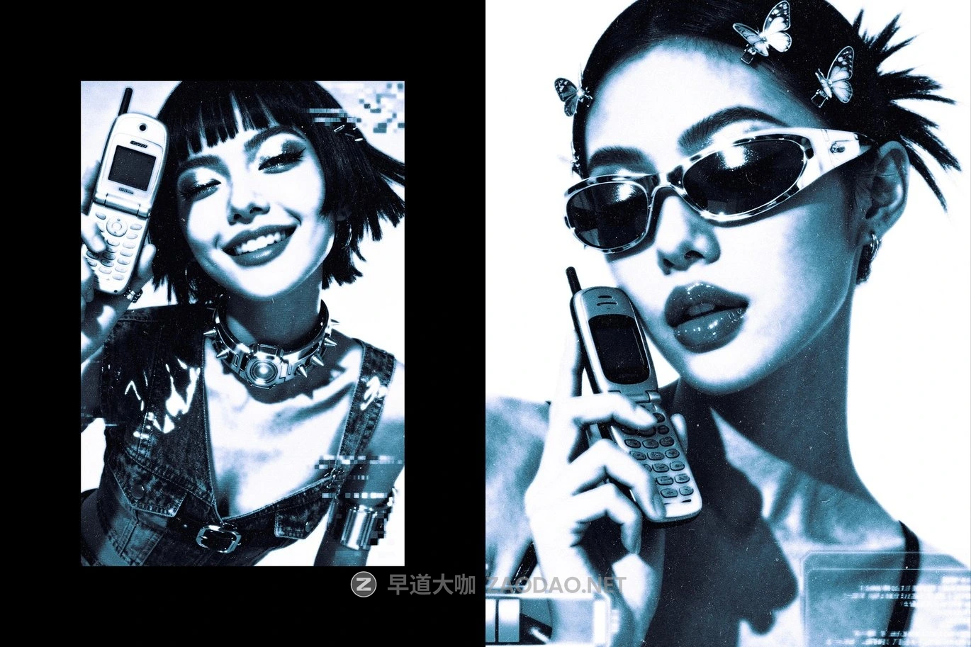 复古Y2K冷色调颗粒灰尘发光照片效果PS特效滤镜样机 Y2K Frozen Photo Effect插图3 复古Y2K冷色调颗粒灰尘发光照片效果PS特效滤镜样机 Y2K Frozen Photo Effect插图3