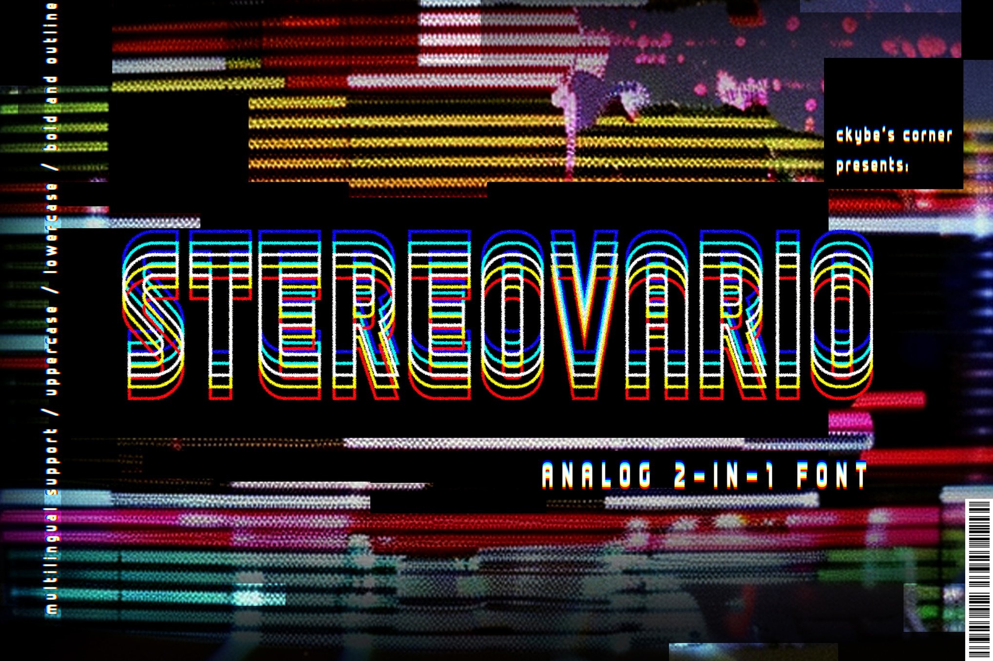 复古故障Y2K品牌多媒体演示设计装饰英文字体安装包 Stereovario – 2-in-1 Font特色图 复古故障Y2K品牌多媒体演示设计装饰英文字体安装包 Stereovario – 2-in-1 Font