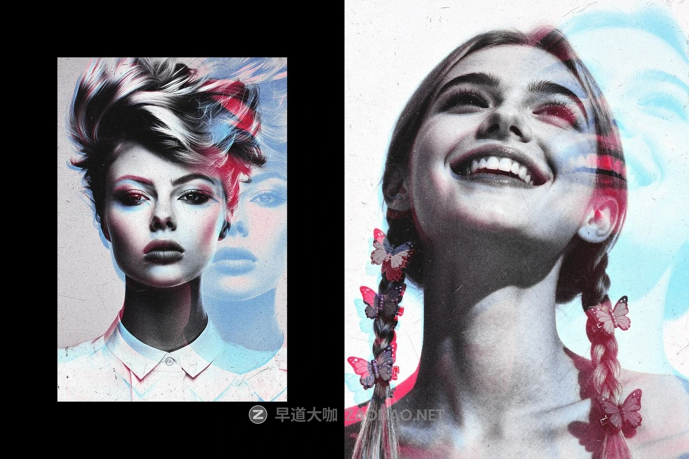 复古双色调双重叠印照片效果ps特效滤镜样机 Color Overprint Photo Effect插图1 复古双色调双重叠印照片效果ps特效滤镜样机 Color Overprint Photo Effect插图1