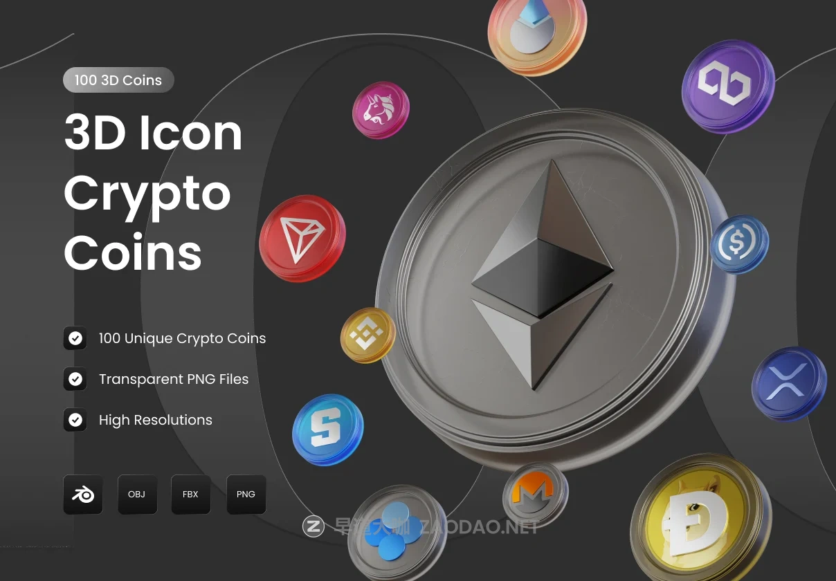 100款3d金融加密数字货币钱包资产区块链icon图标png免抠图片素材 100 Crypto Coins – 3D Asset Pack插图 100款3d金融加密数字货币钱包资产区块链icon图标png免抠图片素材 100 Crypto Coins – 3D Asset Pack插图
