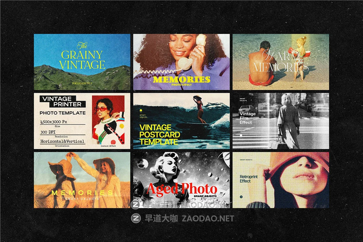 18套复古怀旧划痕老照片颗粒感半色调照片效果ps特效滤镜插件样机 18-in-1 Old Photo Effects Bundle插图1 18套复古怀旧划痕老照片颗粒感半色调照片效果ps特效滤镜插件样机 18-in-1 Old Photo Effects Bundle插图1