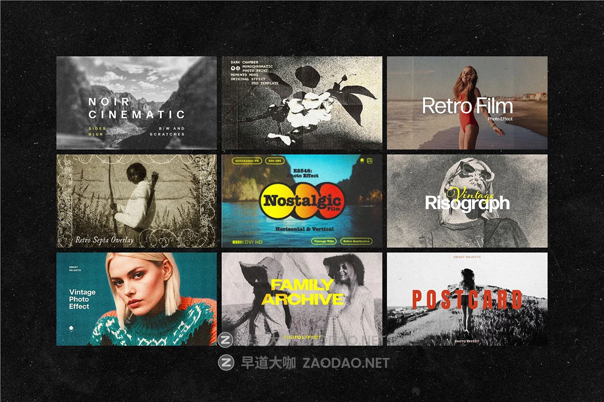 18套复古怀旧划痕老照片颗粒感半色调照片效果ps特效滤镜插件样机 18-in-1 Old Photo Effects Bundle插图2 18套复古怀旧划痕老照片颗粒感半色调照片效果ps特效滤镜插件样机 18-in-1 Old Photo Effects Bundle插图2