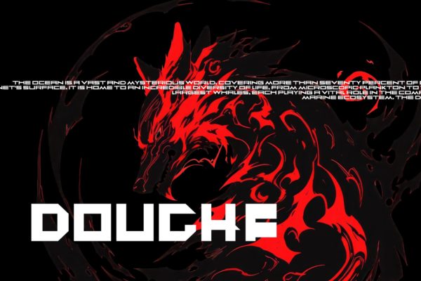 赛博先锋科技未来科幻品牌海报徽标设计装饰英文字体安装包 DoughF