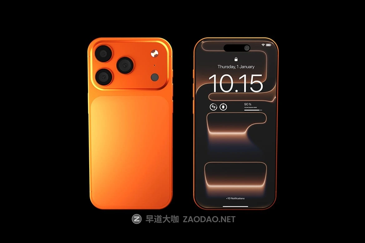 5款橙色ui界面广告作品设计苹果iPhone 17 Pro手机贴图样机psd模板素材 Realistic Dark iPhone 17 Pro Mockup插图4 5款橙色ui界面广告作品设计苹果iPhone 17 Pro手机贴图样机psd模板素材 Realistic Dark iPhone 17 Pro Mockup插图4