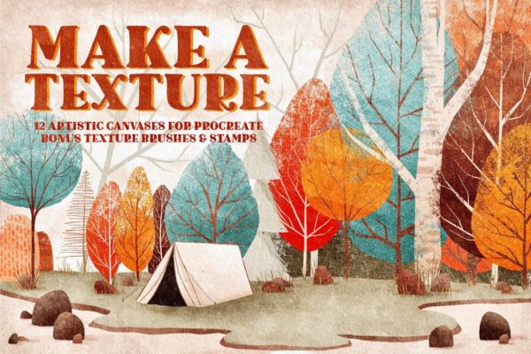 有趣做旧粗糙procreate绘画比赛画笔+纸张纹理设计素材套装 Make a Texture – Canvas Templates & Texture Brushes for Procreate