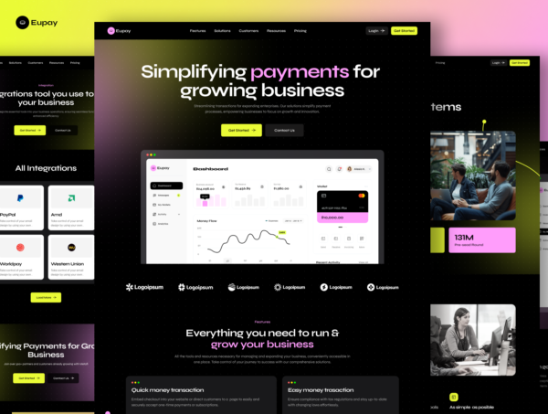 响应式高端网络科技暗色调SaaS服务平台网站ui界面设计framer模板素材 Eupay – SaaS Website Templates特色图 响应式高端网络科技暗色调SaaS服务平台网站ui界面设计framer模板素材 Eupay – SaaS Website Templates