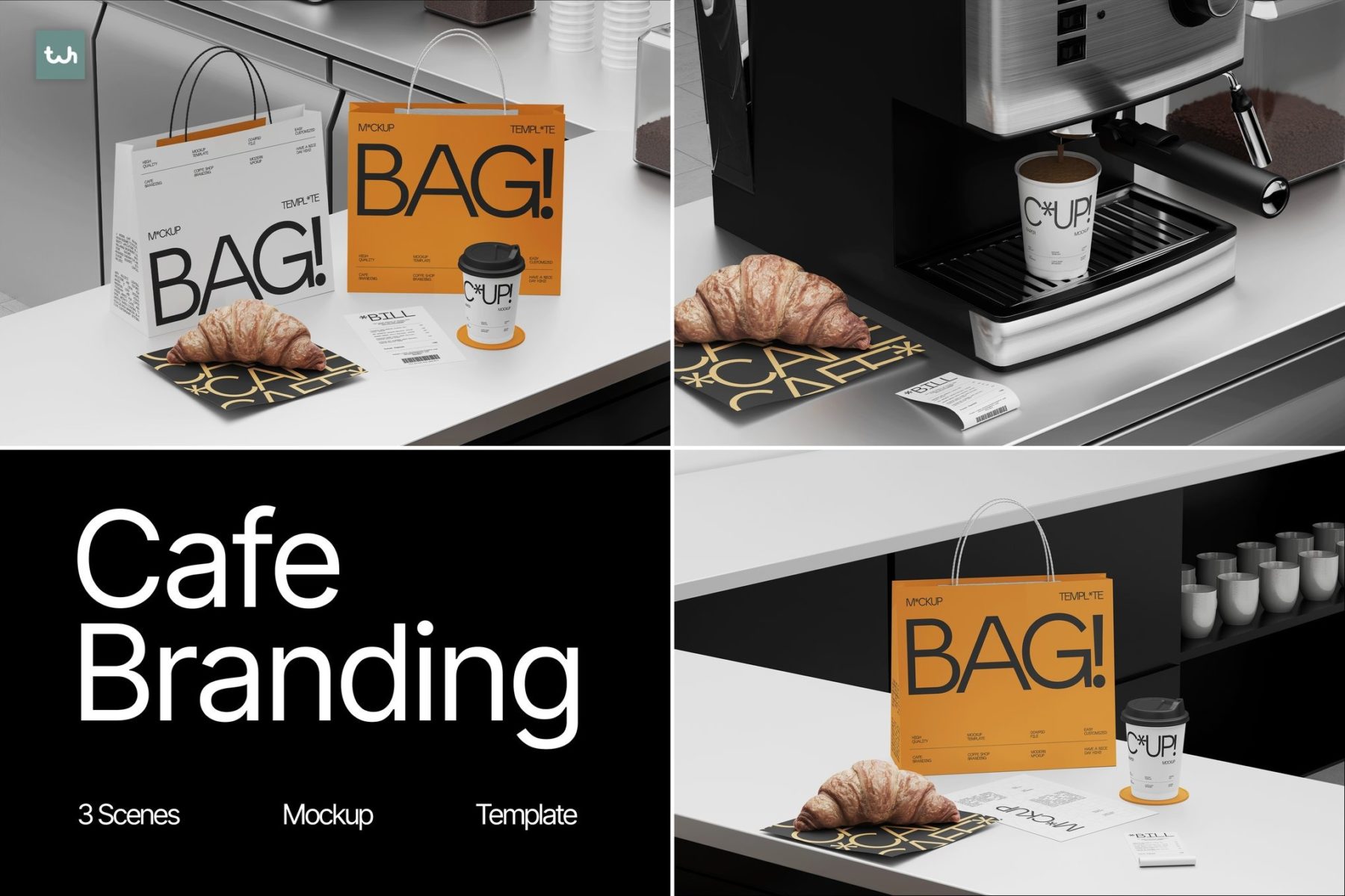 3款逼真咖啡品牌vi设计咖啡杯手提袋菜单票据展示贴图psd样机模板 Cafe Branding Mockup 004.特色图 3款逼真咖啡品牌vi设计咖啡杯手提袋菜单票据展示贴图psd样机模板 Cafe Branding Mockup 004.