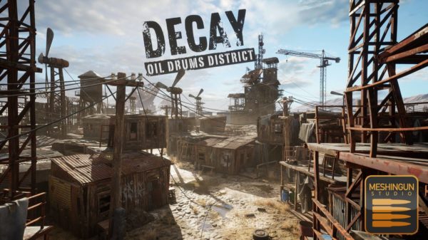 UE素材 废弃贫民窟棚户避难所3D场景模型资产素材 Unreal Engine – Decay: Oil Drums District by Meshingun Studio