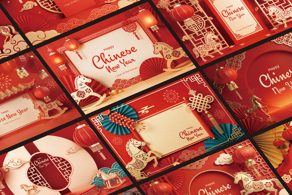 11款2026中国农历马年春节新年海报企业祝福放假海报设计psd模板特色图 11款2026中国农历马年春节新年海报企业祝福放假海报设计psd模板
