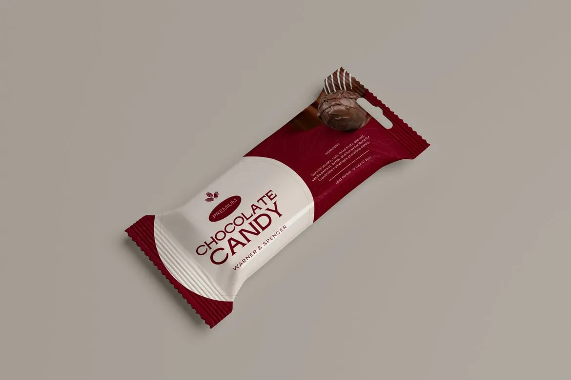 3款巧克力威化饼饼干糖果塑料包装袋设计ps展示效果图样机mockup模板 Chocolate Snack Bag Mockup插图5 3款巧克力威化饼饼干糖果塑料包装袋设计ps展示效果图样机mockup模板 Chocolate Snack Bag Mockup插图5