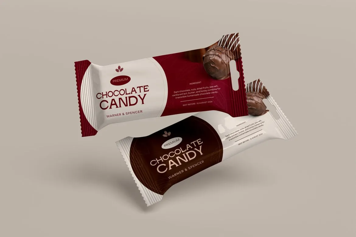 3款巧克力威化饼饼干糖果塑料包装袋设计ps展示效果图样机mockup模板 Chocolate Snack Bag Mockup插图4 3款巧克力威化饼饼干糖果塑料包装袋设计ps展示效果图样机mockup模板 Chocolate Snack Bag Mockup插图4