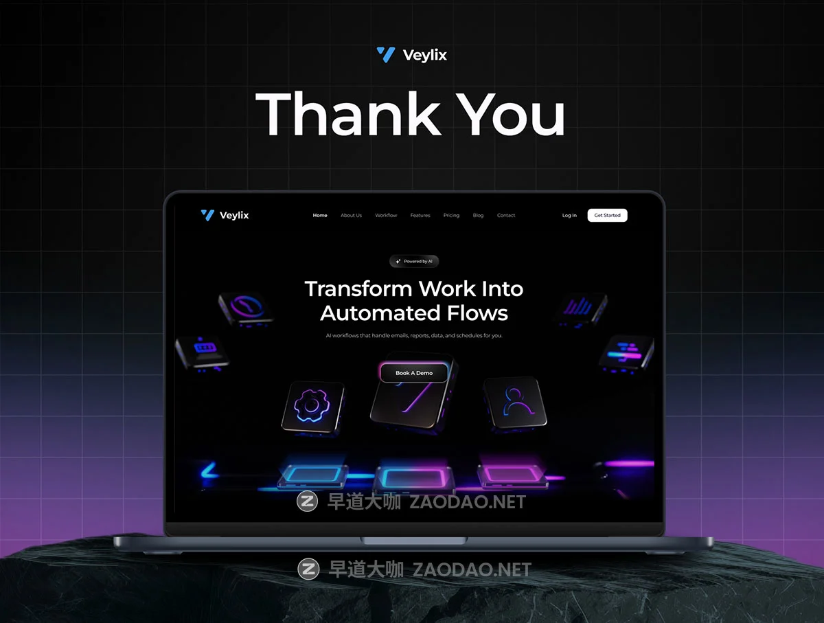 暗黑响应式未来AI智能自动化SaaS服务落地页网站UI界面设计figma模板素材 Veylix — AI Automation Platform UI Kit for SaaS & Startup插图2 暗黑响应式未来AI智能自动化SaaS服务落地页网站UI界面设计figma模板素材 Veylix — AI Automation Platform UI Kit for SaaS & Startup插图2