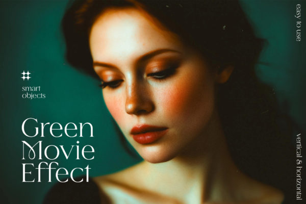 时尚模糊绿色电影摄影效果ps特效滤镜样机 Green Movie Photo Effect特色图 时尚模糊绿色电影摄影效果ps特效滤镜样机 Green Movie Photo Effect