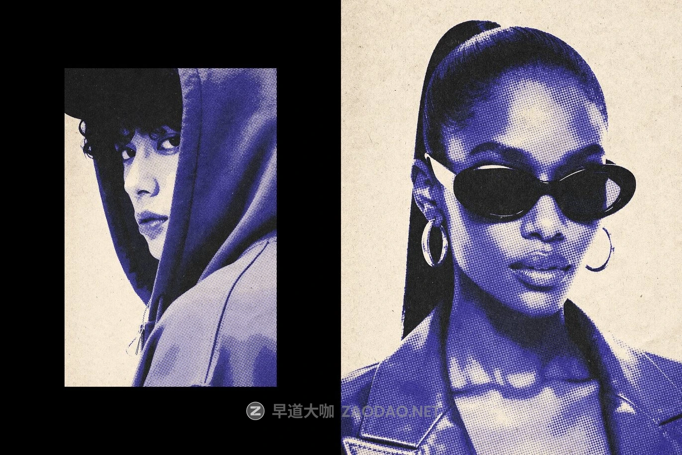 蓝色半调划痕照片效果ps特效滤镜样机 Blue Halftone Photo Effect插图2 蓝色半调划痕照片效果ps特效滤镜样机 Blue Halftone Photo Effect插图2