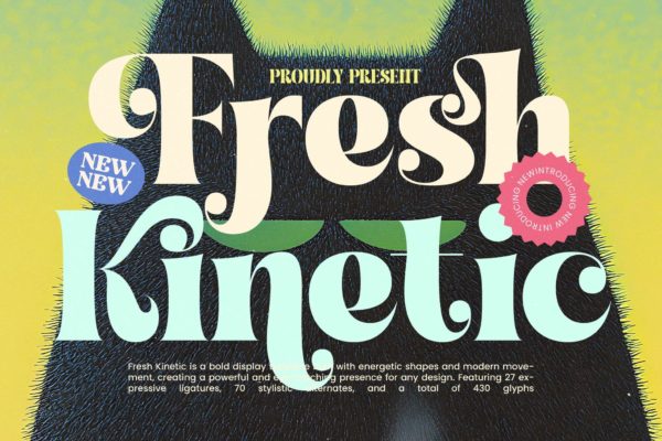 现代复古品牌海报包装设计衬线英文字体安装包 Fresh Kinetic – Modern Display Font