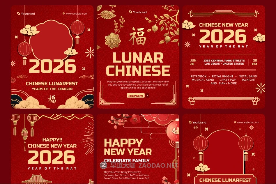 2026马年新年春节祝福海报社交媒体设计PSD/AI模版 Chinese New Year Social Media Instagram Carousel插图1 2026马年新年春节祝福海报社交媒体设计PSD/AI模版 Chinese New Year Social Media Instagram Carousel插图1