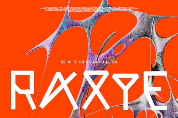 未来赛博朋克网络人工智能品牌徽标设计装饰英文字体安装包 Raxye Extrabold