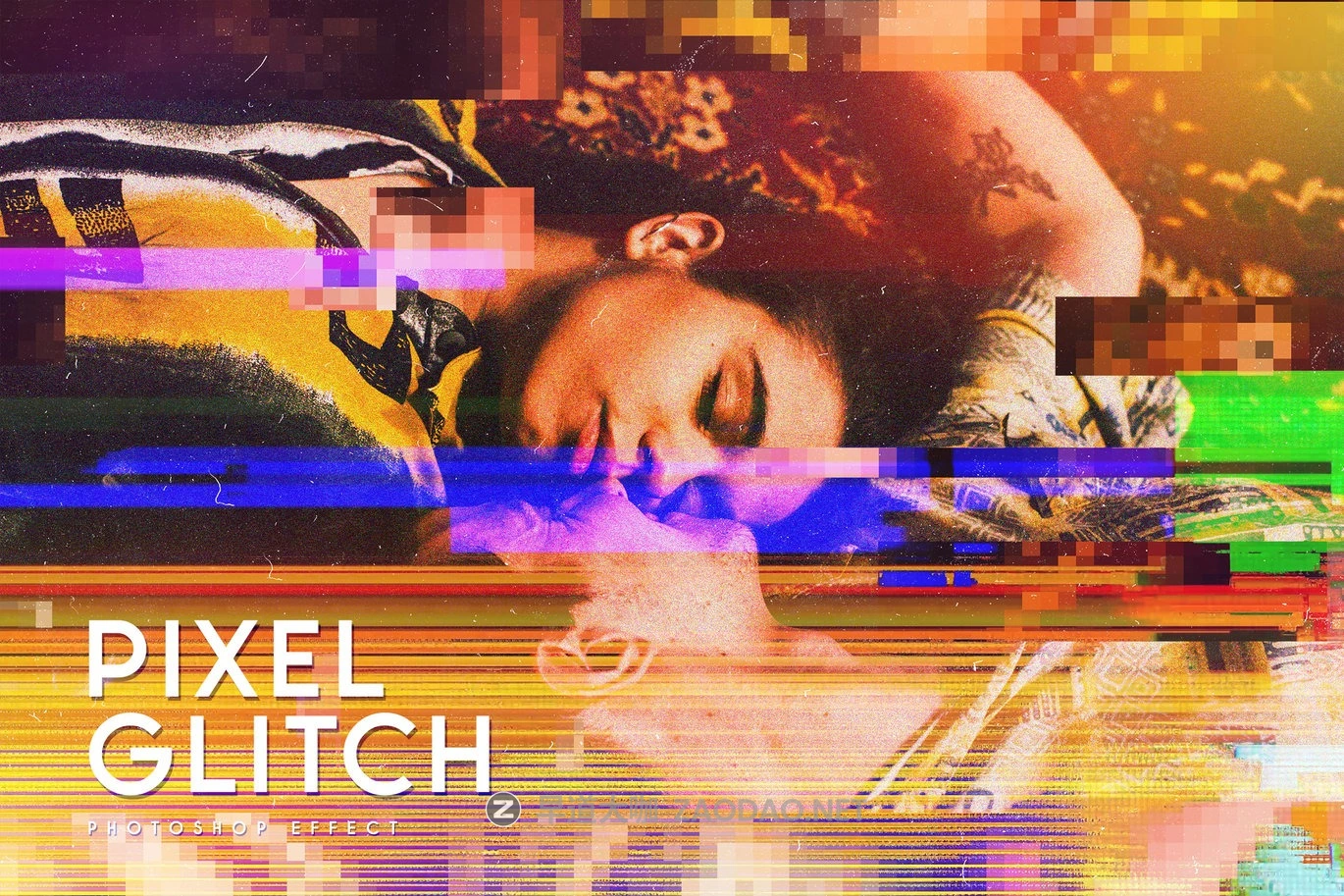 复古信号故障扭曲海报照片效果ps特效滤镜样机 Pixel Glitch Photo Effect插图1 复古信号故障扭曲海报照片效果ps特效滤镜样机 Pixel Glitch Photo Effect插图1