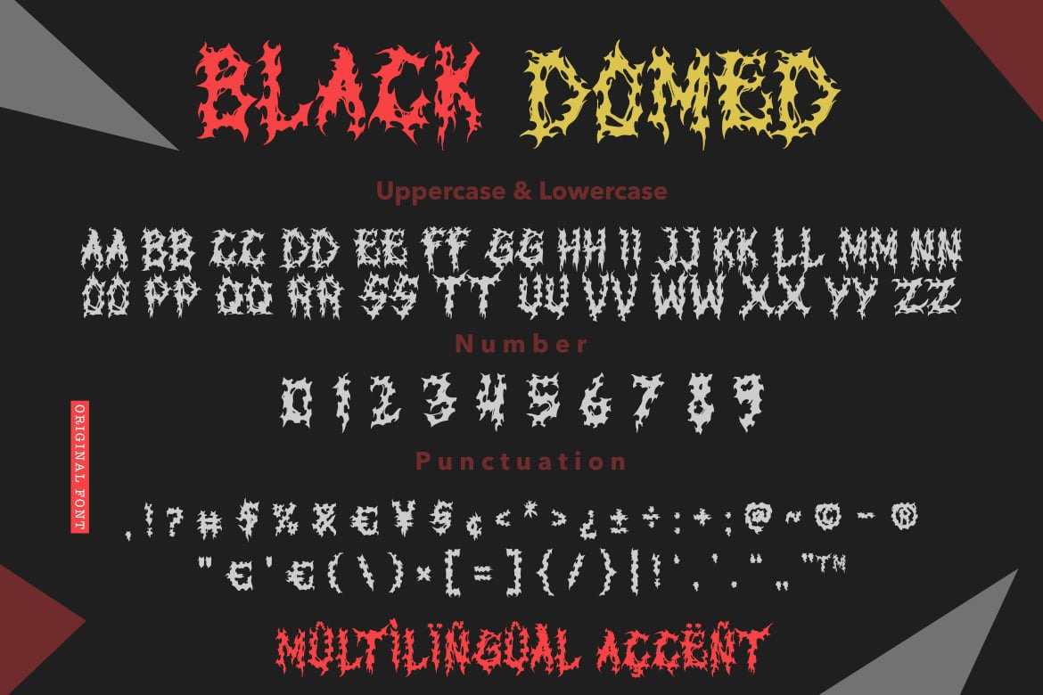 黑色重金属美学品牌海报徽标设计装饰英文字体安装包 Black Domed – Brutal Black Metal Display Font插图3 黑色重金属美学品牌海报徽标设计装饰英文字体安装包 Black Domed – Brutal Black Metal Display Font插图3