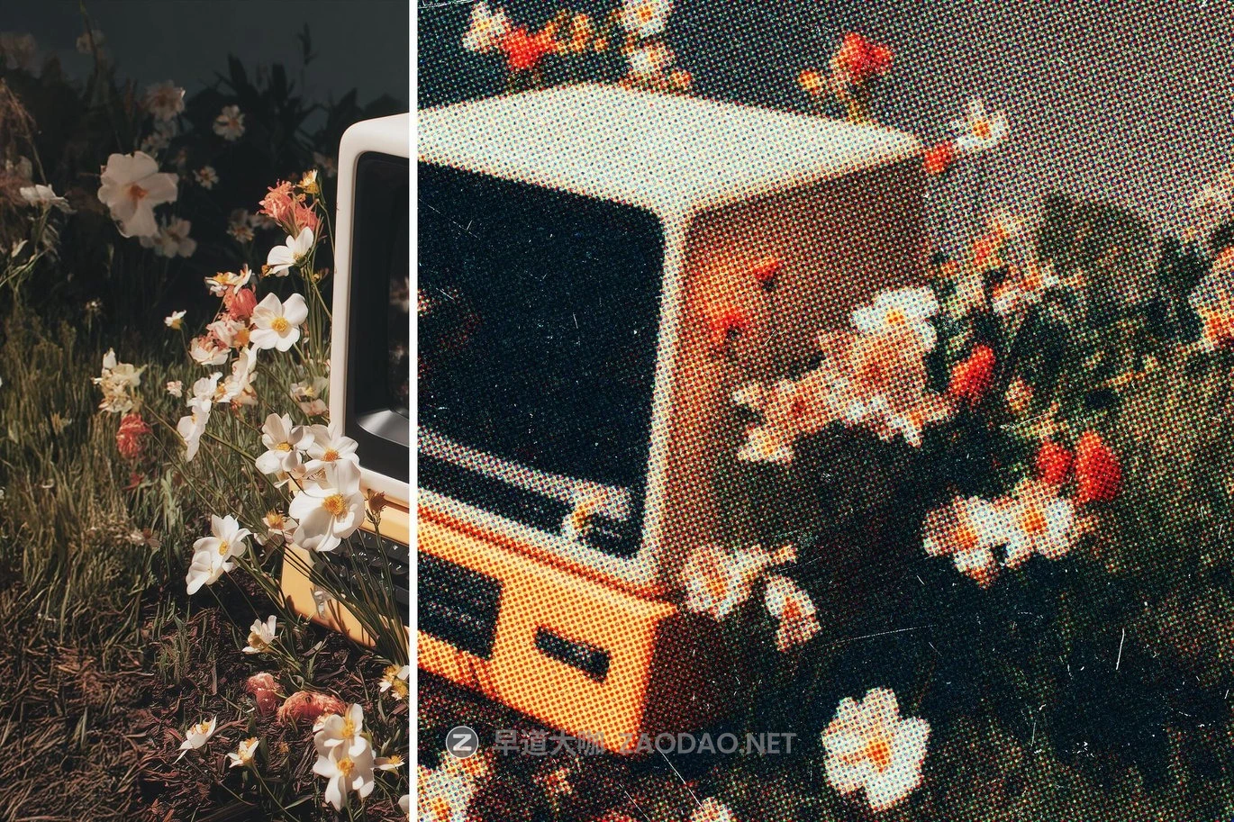 潮流复古半调杂志印刷网点划痕设计ps特效滤镜样机 Original Zine Color Halftone Effect插图3 潮流复古半调杂志印刷网点划痕设计ps特效滤镜样机 Original Zine Color Halftone Effect插图3