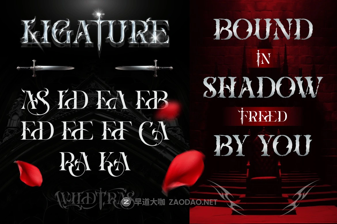 哥特式黑暗金属品牌海报游戏标题设计装饰英文字体安装包 Wildtras插图3 哥特式黑暗金属品牌海报游戏标题设计装饰英文字体安装包 Wildtras插图3