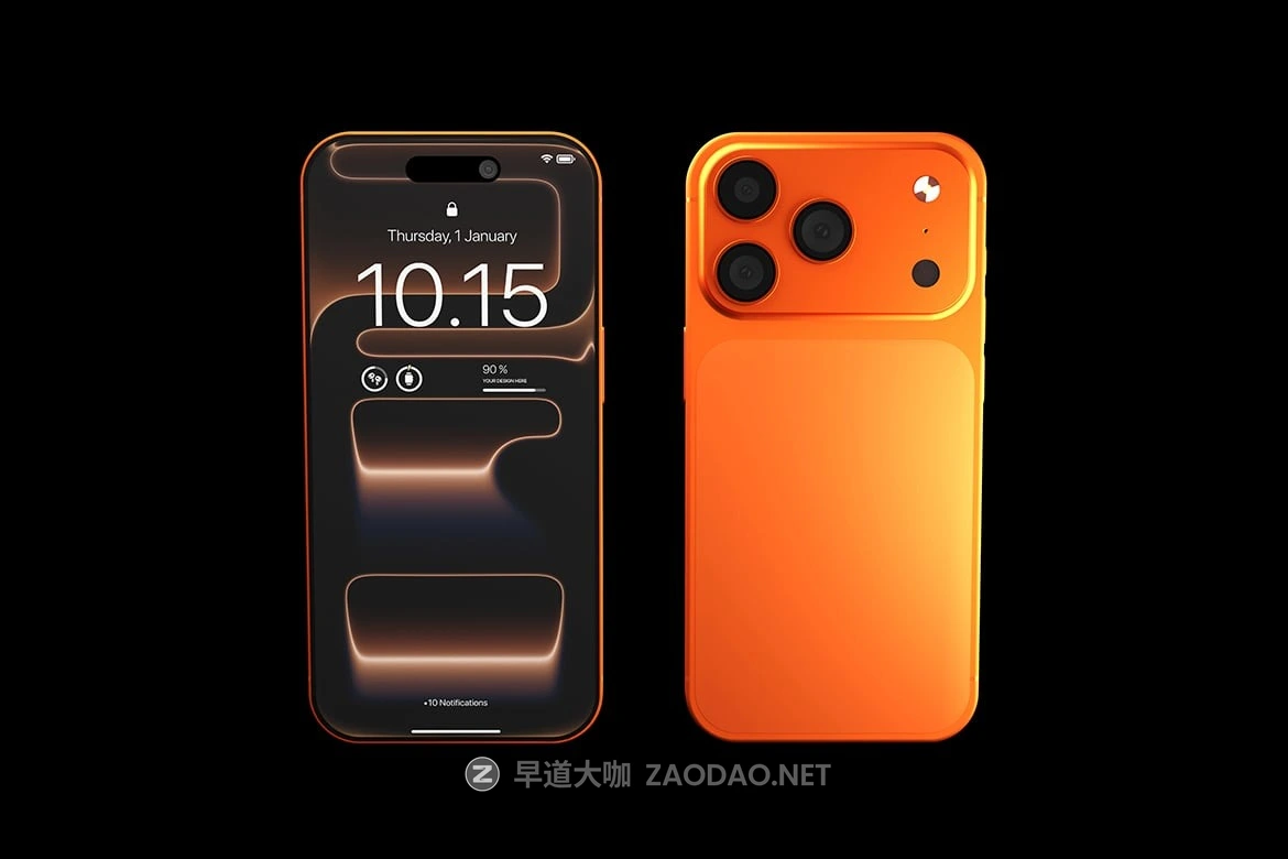 5款橙色ui界面广告作品设计苹果iPhone 17 Pro手机贴图样机psd模板素材 Realistic Dark iPhone 17 Pro Mockup插图2 5款橙色ui界面广告作品设计苹果iPhone 17 Pro手机贴图样机psd模板素材 Realistic Dark iPhone 17 Pro Mockup插图2
