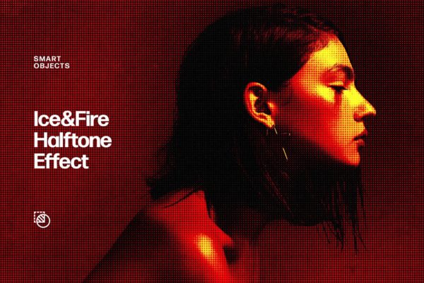 复古模糊半调照片效果ps特效滤镜样机 Ice & Fire Halftone Effect特色图 复古模糊半调照片效果ps特效滤镜样机 Ice & Fire Halftone Effect