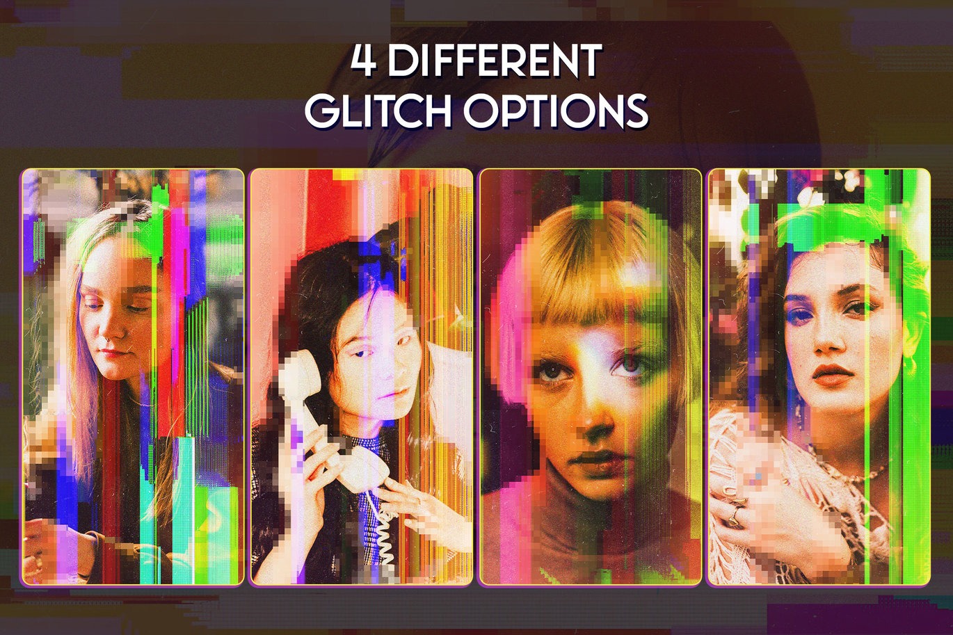 复古信号故障扭曲海报照片效果ps特效滤镜样机 Pixel Glitch Photo Effect插图2 复古信号故障扭曲海报照片效果ps特效滤镜样机 Pixel Glitch Photo Effect插图2