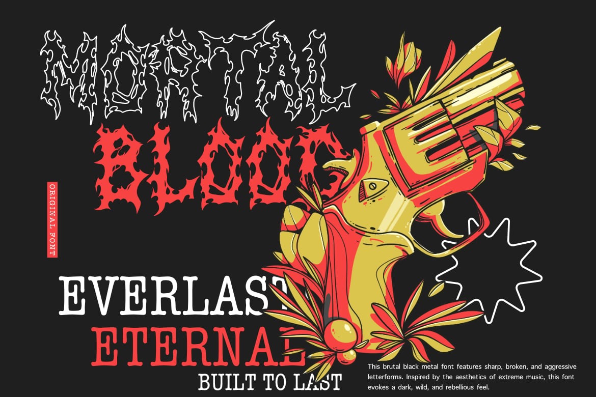 黑色重金属美学品牌海报徽标设计装饰英文字体安装包 Black Domed – Brutal Black Metal Display Font插图5 黑色重金属美学品牌海报徽标设计装饰英文字体安装包 Black Domed – Brutal Black Metal Display Font插图5