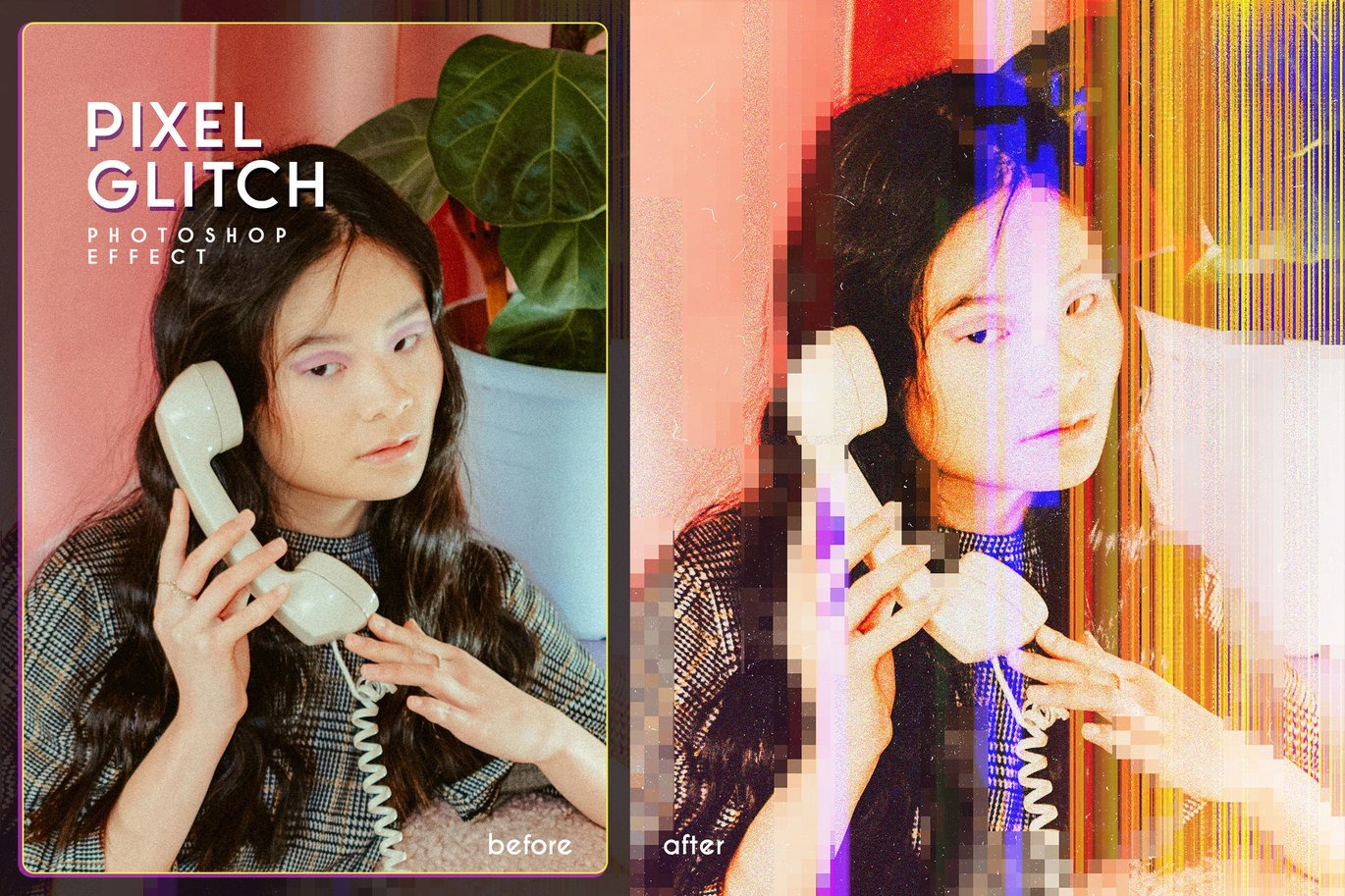 复古信号故障扭曲海报照片效果ps特效滤镜样机 Pixel Glitch Photo Effect插图3 复古信号故障扭曲海报照片效果ps特效滤镜样机 Pixel Glitch Photo Effect插图3