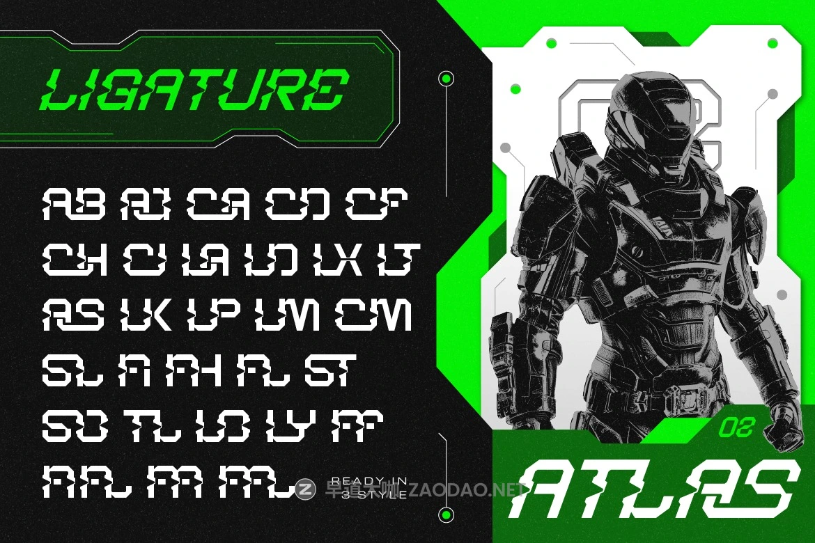 未来科幻机甲先锋赛博朋克电子竞技品牌海报标题设计装饰英文字体安装包 Blashore插图5 未来科幻机甲先锋赛博朋克电子竞技品牌海报标题设计装饰英文字体安装包 Blashore插图5