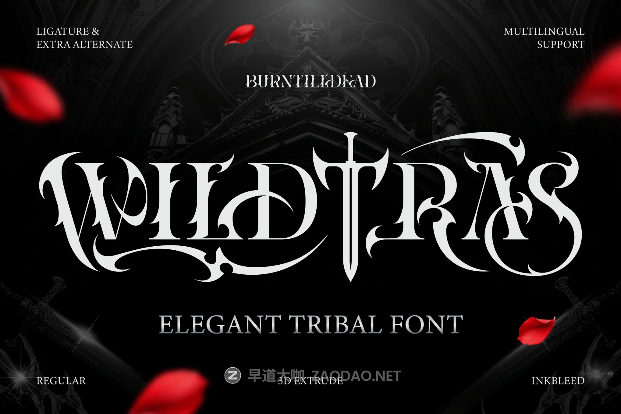 哥特式黑暗金属品牌海报游戏标题设计装饰英文字体安装包 Wildtras插图 哥特式黑暗金属品牌海报游戏标题设计装饰英文字体安装包 Wildtras插图