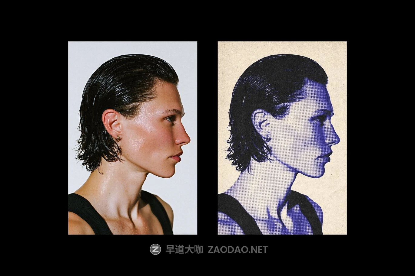 蓝色半调划痕照片效果ps特效滤镜样机 Blue Halftone Photo Effect插图3 蓝色半调划痕照片效果ps特效滤镜样机 Blue Halftone Photo Effect插图3