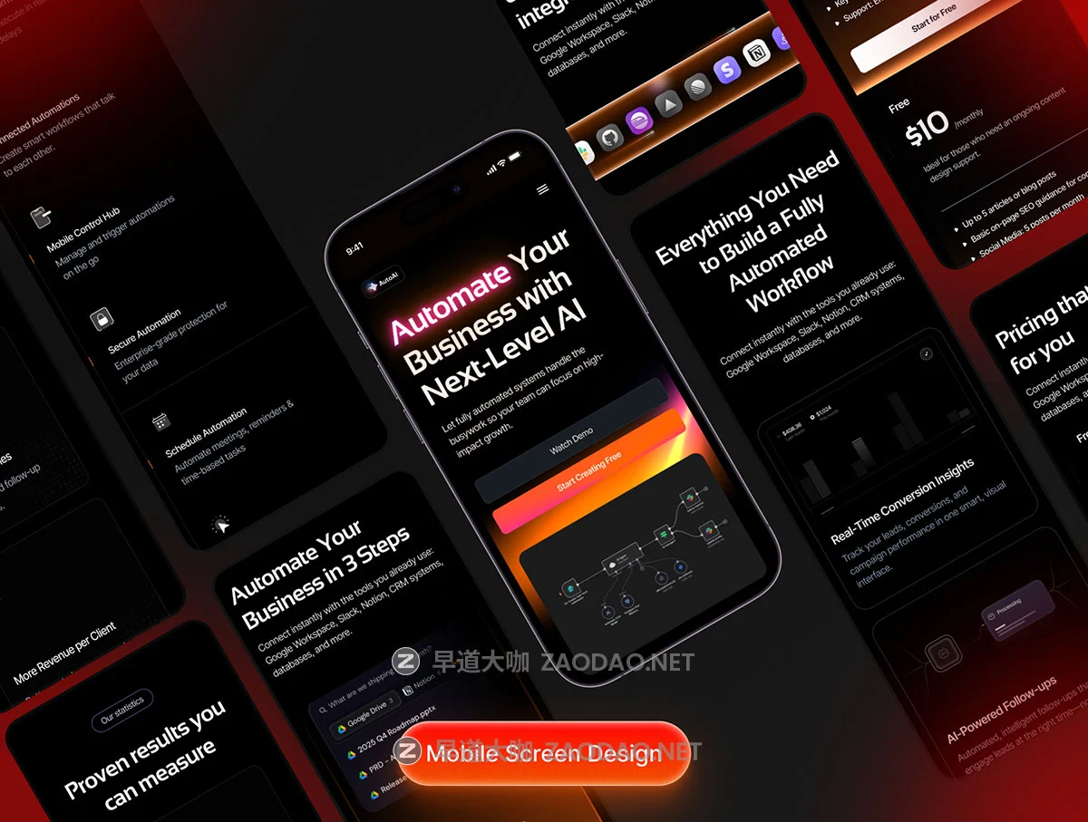响应式暗黑AI智能自动化CRM系统SaaS服务订阅UI界面设计figma模板素材 AI Automation Platform – AutoAI插图3 响应式暗黑AI智能自动化CRM系统SaaS服务订阅UI界面设计figma模板素材 AI Automation Platform – AutoAI插图3