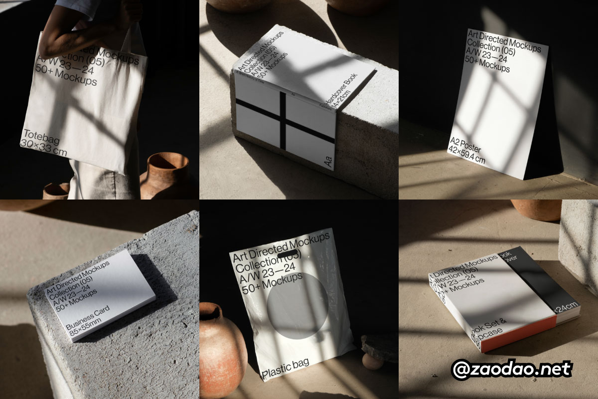7款质感光阴书籍名片海报手提袋快递包装袋vi设计ps展示效果图样机模板 Art Directed Mockups – C05 Collection P2特色图 7款质感光阴书籍名片海报手提袋快递包装袋vi设计ps展示效果图样机模板 Art Directed Mockups – C05 Collection P2
