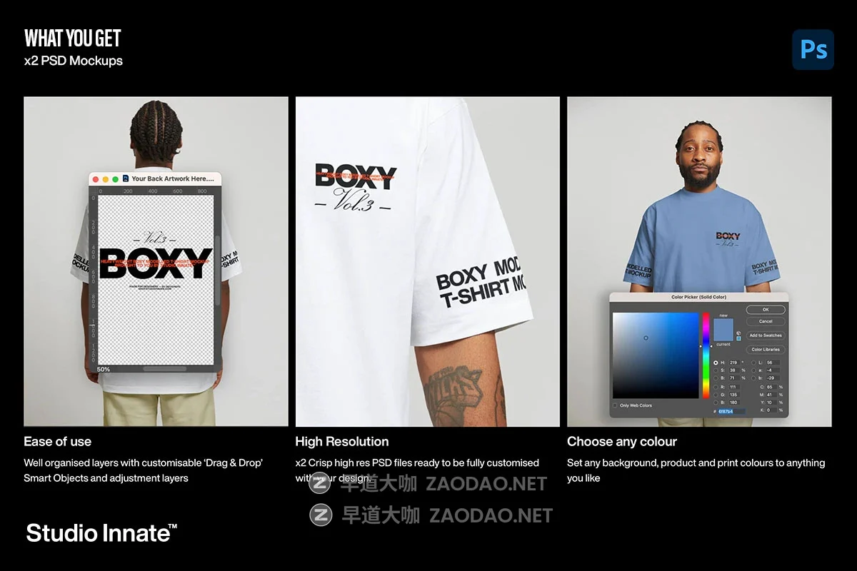 2款场景嘻哈超大男士T恤半袖印花logo设计ps贴图效果图样机模板 Boxy Modelled T-Shirt Mockup插图3 2款场景嘻哈超大男士T恤半袖印花logo设计ps贴图效果图样机模板 Boxy Modelled T-Shirt Mockup插图3