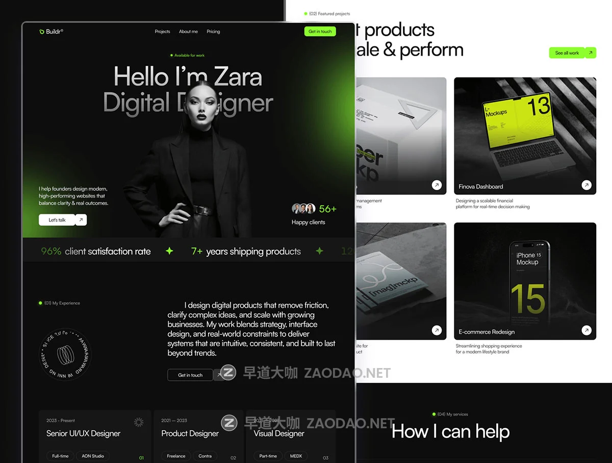 高端暗调个人摄影设计师案例作品集用户ui界面排版framer模板 Buildr — Framer Portfolio Template for Designers插图3 高端暗调个人摄影设计师案例作品集用户ui界面排版framer模板 Buildr — Framer Portfolio Template for Designers插图3
