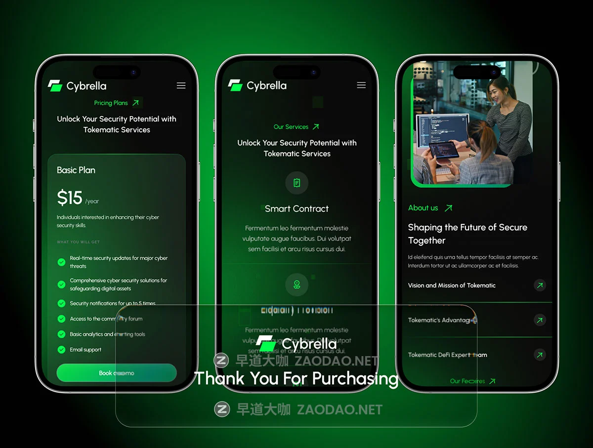 12+屏高保真暗调网络安全信息科技技术服务网站SaaS平台ui界面设计figma格式模板套件 Cybrella – Cyber Security Website UI Kit插图4 12+屏高保真暗调网络安全信息科技技术服务网站SaaS平台ui界面设计figma格式模板套件 Cybrella – Cyber Security Website UI Kit插图4