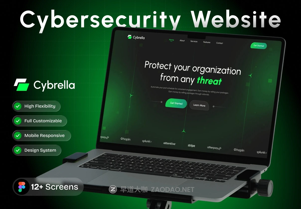 12+屏高保真暗调网络安全信息科技技术服务网站SaaS平台ui界面设计figma格式模板套件 Cybrella – Cyber Security Website UI Kit插图 12+屏高保真暗调网络安全信息科技技术服务网站SaaS平台ui界面设计figma格式模板套件 Cybrella – Cyber Security Website UI Kit插图
